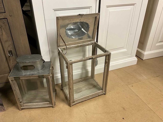 Houten lantaarn (2x) - afbeelding 7 van  8