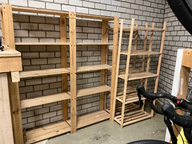 Houten magazijnstelling (3x) - afbeelding 1 van  4