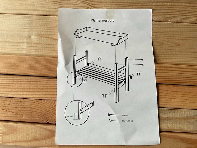 Houten oppottafel - 50x100x100 cm (4x) - afbeelding 5 van  6