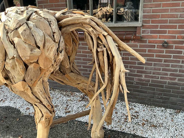 Houten paardenbeeld - afbeelding 4 van  6