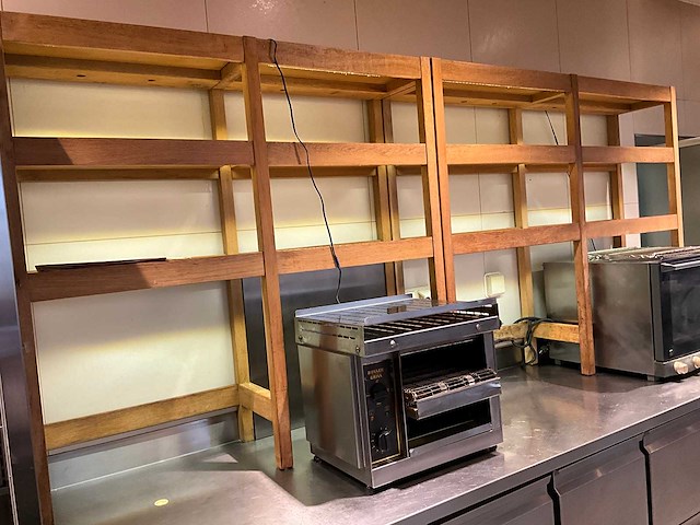 Houten presentatiestelling met led-verlichting (2x) - afbeelding 2 van  5