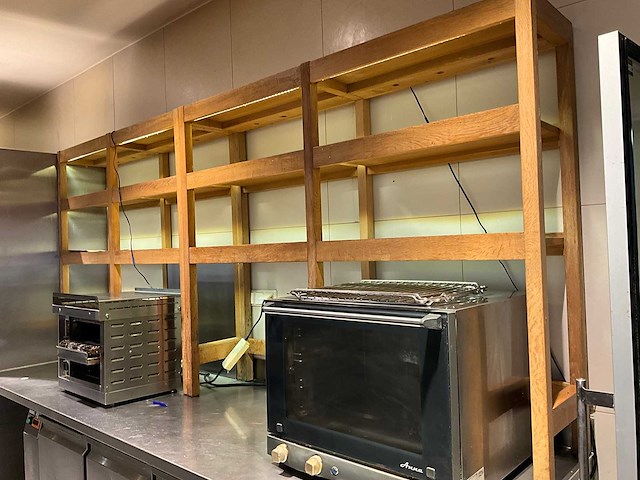 Houten presentatiestelling met led-verlichting (2x) - afbeelding 3 van  5