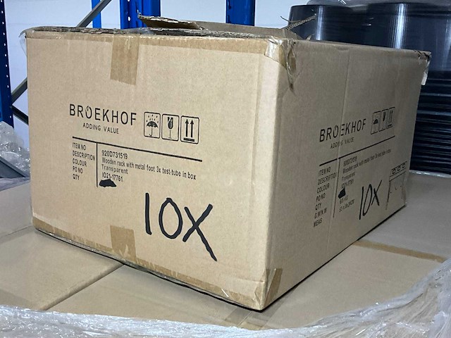 Houten rek op metalen voet 3x reageerbui (826x) - afbeelding 3 van  4