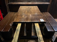 Houten restauranttafel met 2 banken - afbeelding 3 van  9