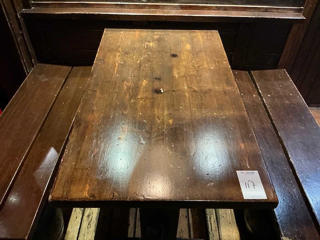 Houten restauranttafel met 2 banken - afbeelding 4 van  9