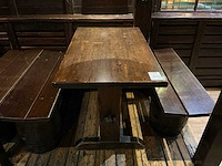 Houten restauranttafel met 2 banken - afbeelding 3 van  7