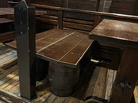 Houten restauranttafel met 2 banken - afbeelding 6 van  7
