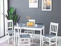 Houten tafel met 4 stoelen, wit - afbeelding 1 van  3