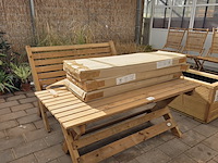 Houten tafel met 4x bank talen - afbeelding 1 van  12