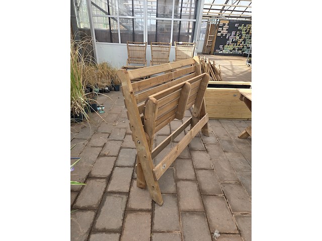 Houten tafel met 4x bank talen - afbeelding 9 van  12
