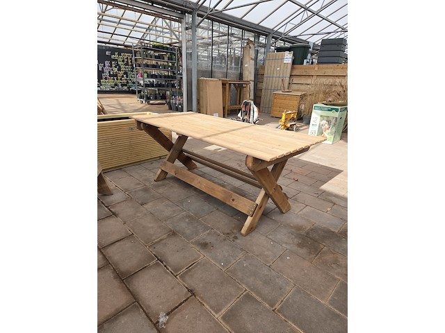 Houten tafel met 4x bank talen - afbeelding 10 van  12