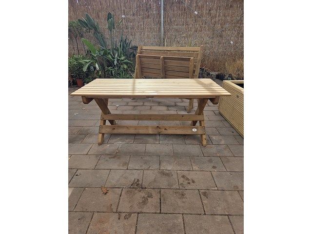 Houten tafel met 4x bank talen - afbeelding 11 van  12