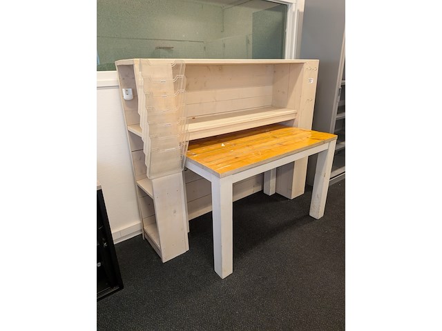 Houten tafel met ombouwkast - afbeelding 3 van  5