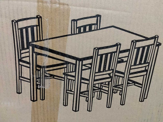 Houten tafelset met 4 stoelen. - afbeelding 1 van  4