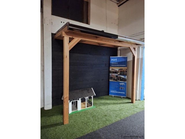 Houten terrasoverkapping - 300x125cm - afbeelding 1 van  2