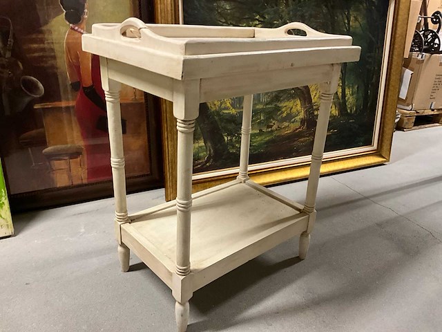 Houten thee tafel met dienblad - afbeelding 1 van  9