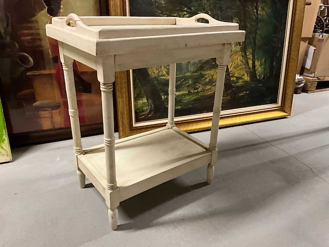 Houten thee tafel met dienblad - afbeelding 2 van  9