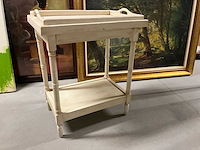 Houten thee tafel met dienblad - afbeelding 3 van  9