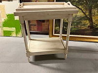 Houten thee tafel met dienblad - afbeelding 4 van  9