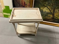 Houten thee tafel met dienblad - afbeelding 5 van  9