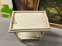 Houten thee tafel met dienblad - afbeelding 6 van  9