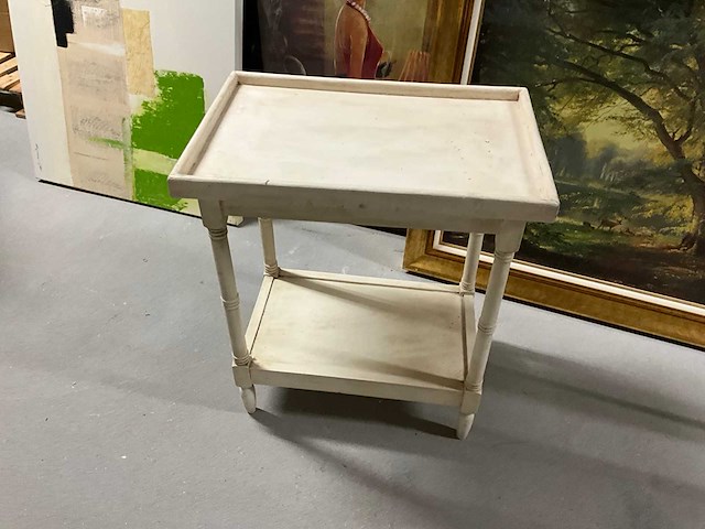 Houten thee tafel met dienblad - afbeelding 7 van  9