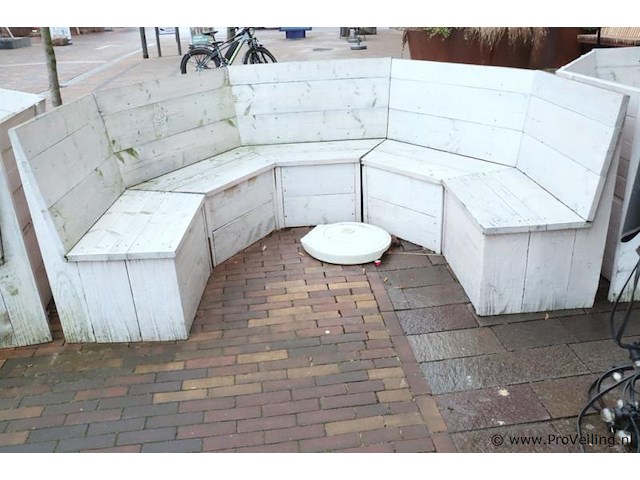 Houten tuinbank/rondzit - 225x170x96cm - afbeelding 1 van  6