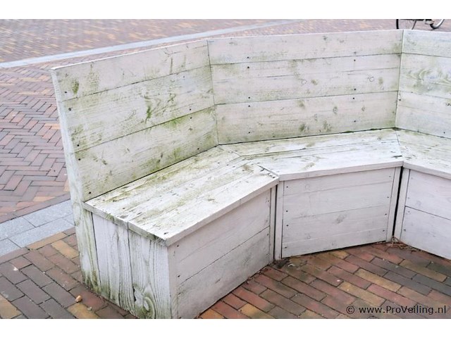 Houten tuinbank/rondzit - 225x170x96cm - afbeelding 2 van  6