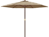 Houten tuinparasol 2,7 meter, pure home & garden, bois, taupe - afbeelding 1 van  7