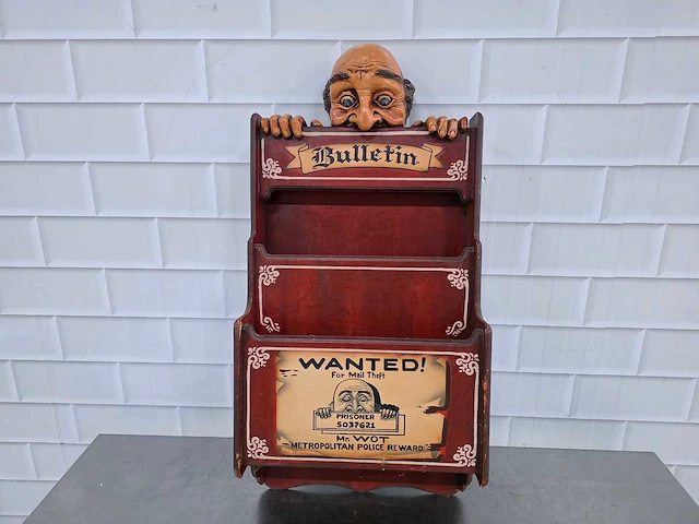 Houten vintage kranten/post organizer - afbeelding 1 van  6