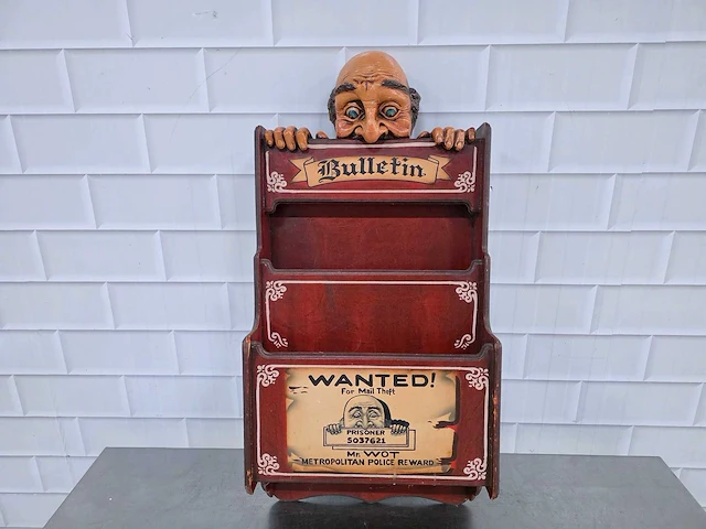 Houten vintage kranten/post organizer - afbeelding 2 van  6