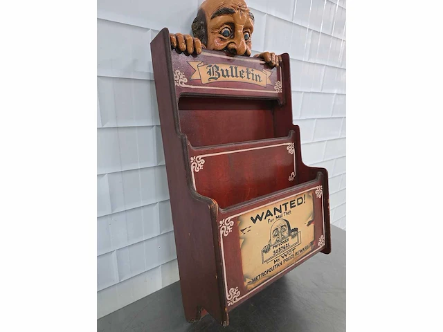 Houten vintage kranten/post organizer - afbeelding 6 van  6