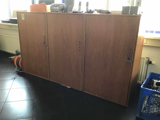 Houten vintage opbergkasten (3x) - afbeelding 1 van  4