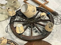 Houten wagenwiel-lamp (2x) - afbeelding 3 van  5