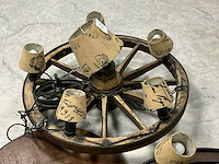 Houten wagenwiel-lamp (2x) - afbeelding 5 van  5