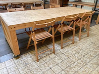Houten werkbank | verrijdbaar | met 6 klapstoelen - afbeelding 8 van  12