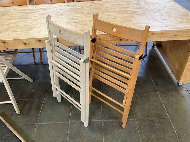 Houten werkbank | verrijdbaar | met 7 klapstoelen - afbeelding 11 van  13