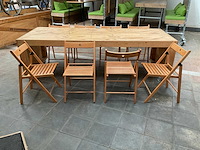 Houten werkbank | verrijdbaar | met 8 klapstoelen - afbeelding 2 van  17