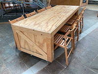 Houten werkbank | verrijdbaar | met 8 klapstoelen - afbeelding 16 van  17