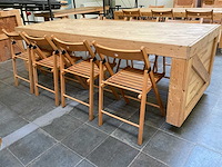 Houten werkbank | verrijdbaar | met 8 klapstoelen - afbeelding 6 van  13