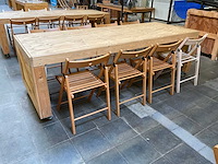 Houten werkbank | verrijdbaar | met 8 klapstoelen - afbeelding 9 van  13