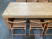 Houten werkbank | verrijdbaar | met 8 klapstoelen - afbeelding 10 van  13