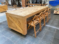 Houten werkbank | verrijdbaar | met 8 klapstoelen - afbeelding 1 van  14