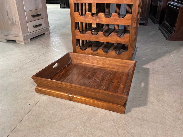 Houten wijnrek met dienblad - afbeelding 5 van  14