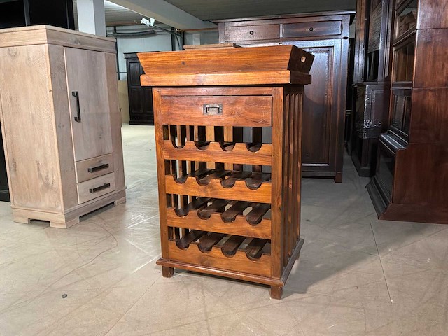 Houten wijnrek met dienblad - afbeelding 7 van  14