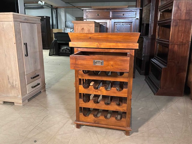 Houten wijnrek met dienblad - afbeelding 14 van  14