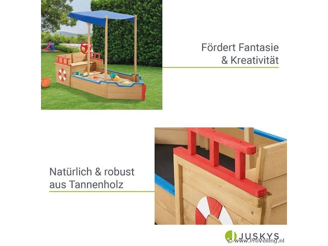 Houten zandbak piraten design incl. bodemplaat - afbeelding 2 van  6