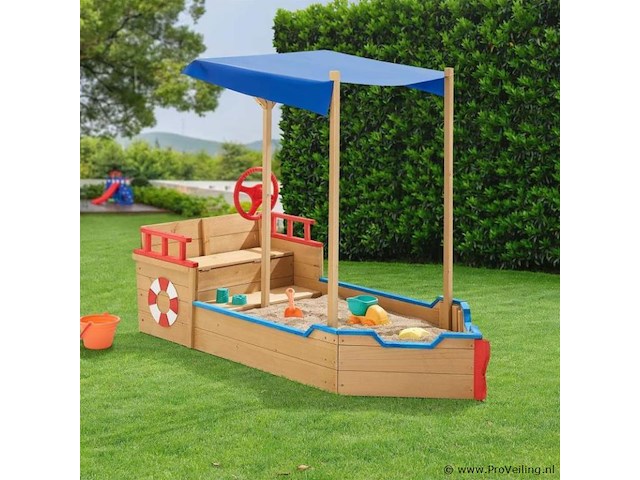 Houten zandbak piraten design incl. bodemplaat - afbeelding 4 van  6