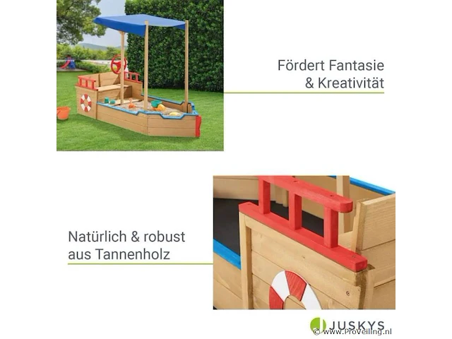 Houten zandbak piraten design incl. bodemplaat - afbeelding 2 van  6