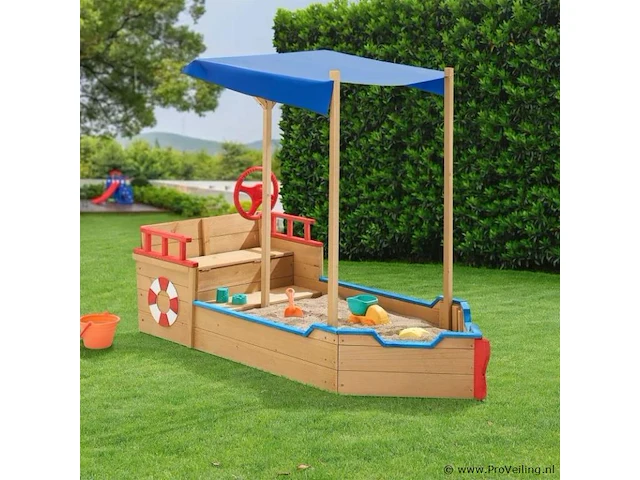 Houten zandbak piraten design incl. bodemplaat - afbeelding 4 van  6